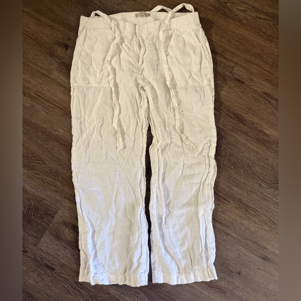 Casual Cream Linen Pants BANANA REPUBLIC